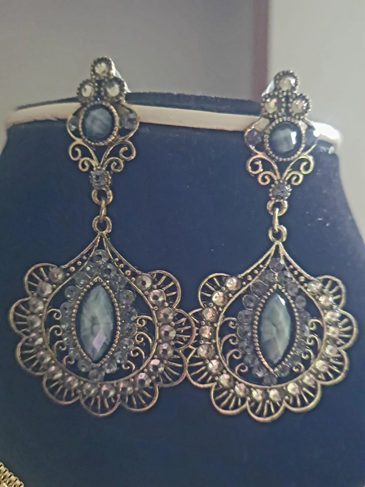 Oxidised Stone Earrings