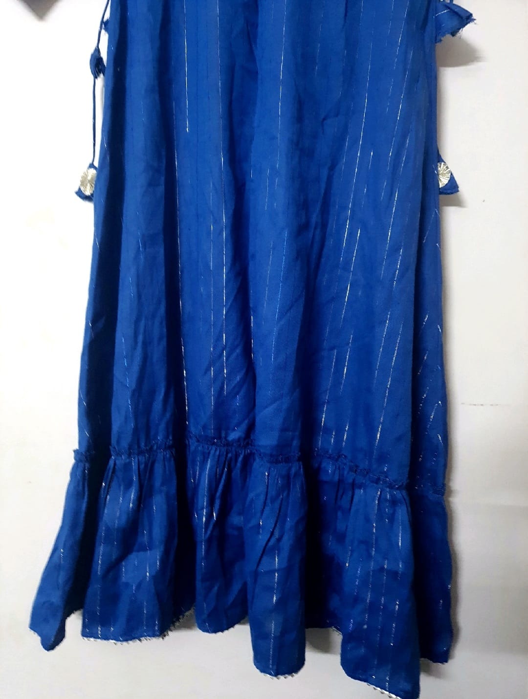 Cotton Silver Style Kurta with Tassels