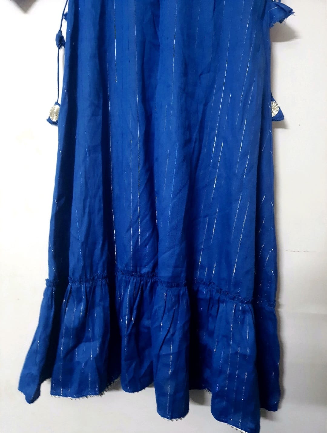 Cotton Silver Style Kurta with Tassels