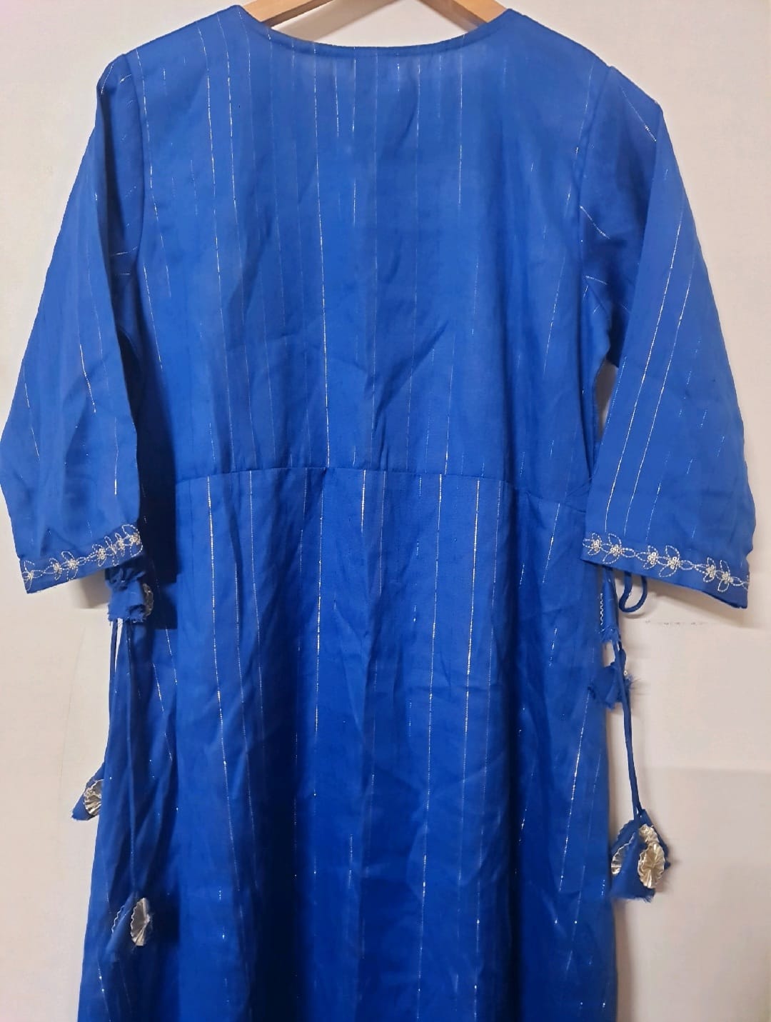 Cotton Silver Style Kurta with Tassels
