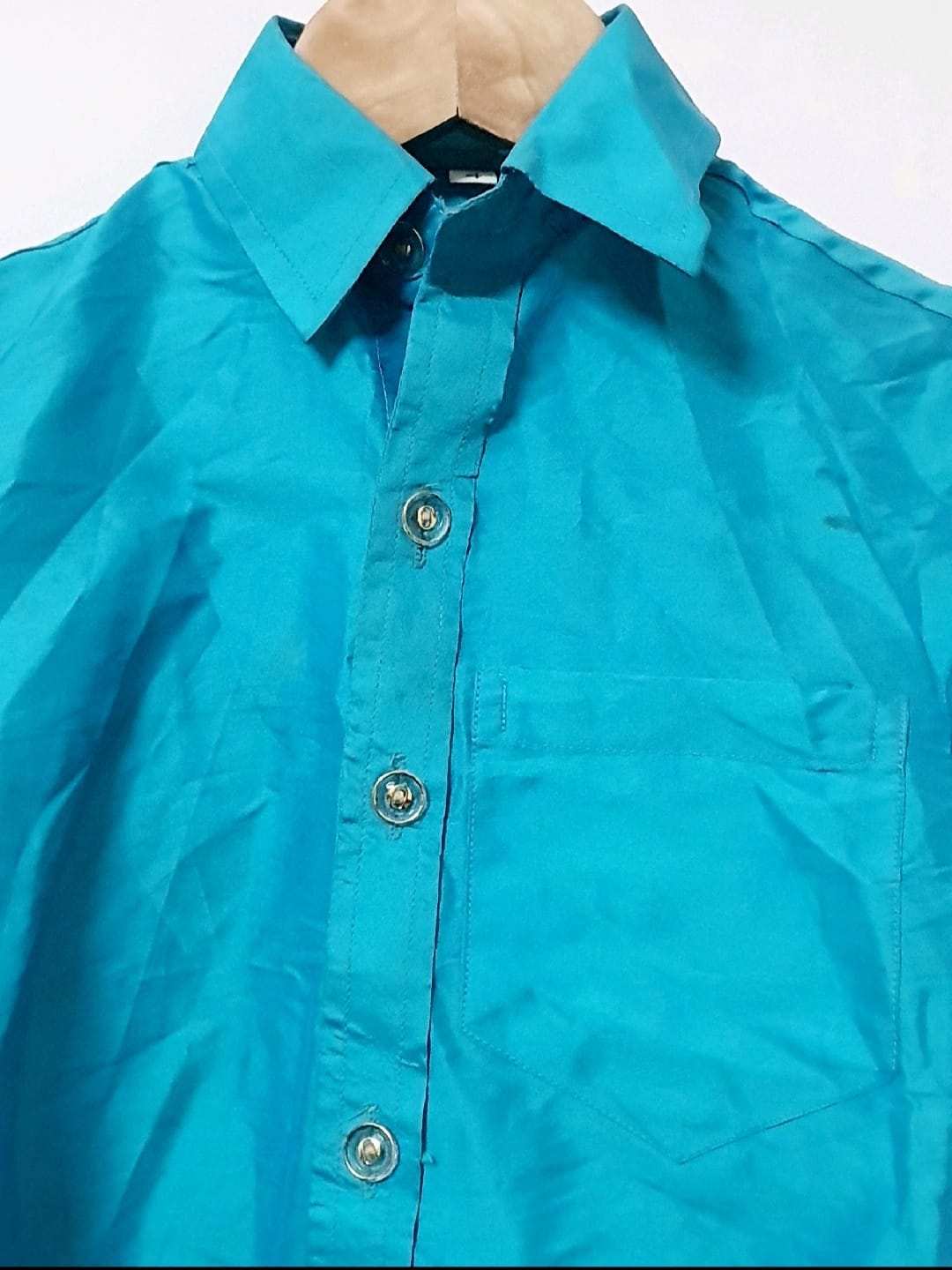 Cyan Silk Shirt for Boys of Age 4 to 6 years