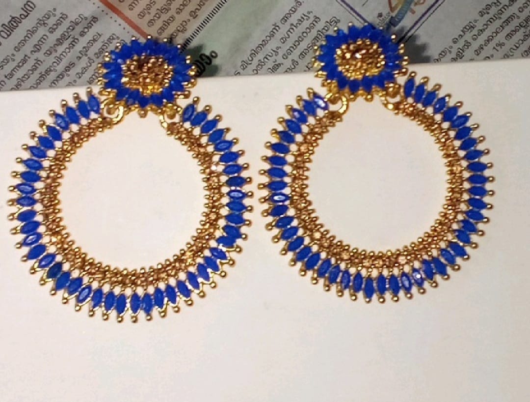 Fancy Earrings with Blue Stones
