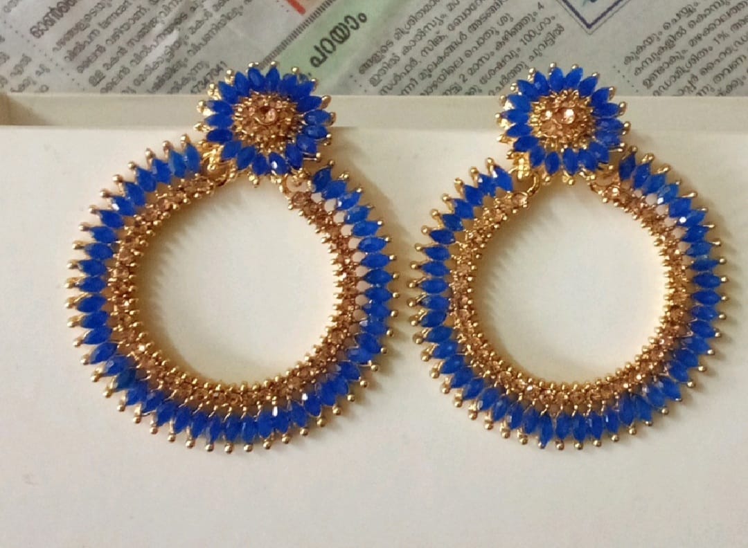 Fancy Earrings with Blue Stones