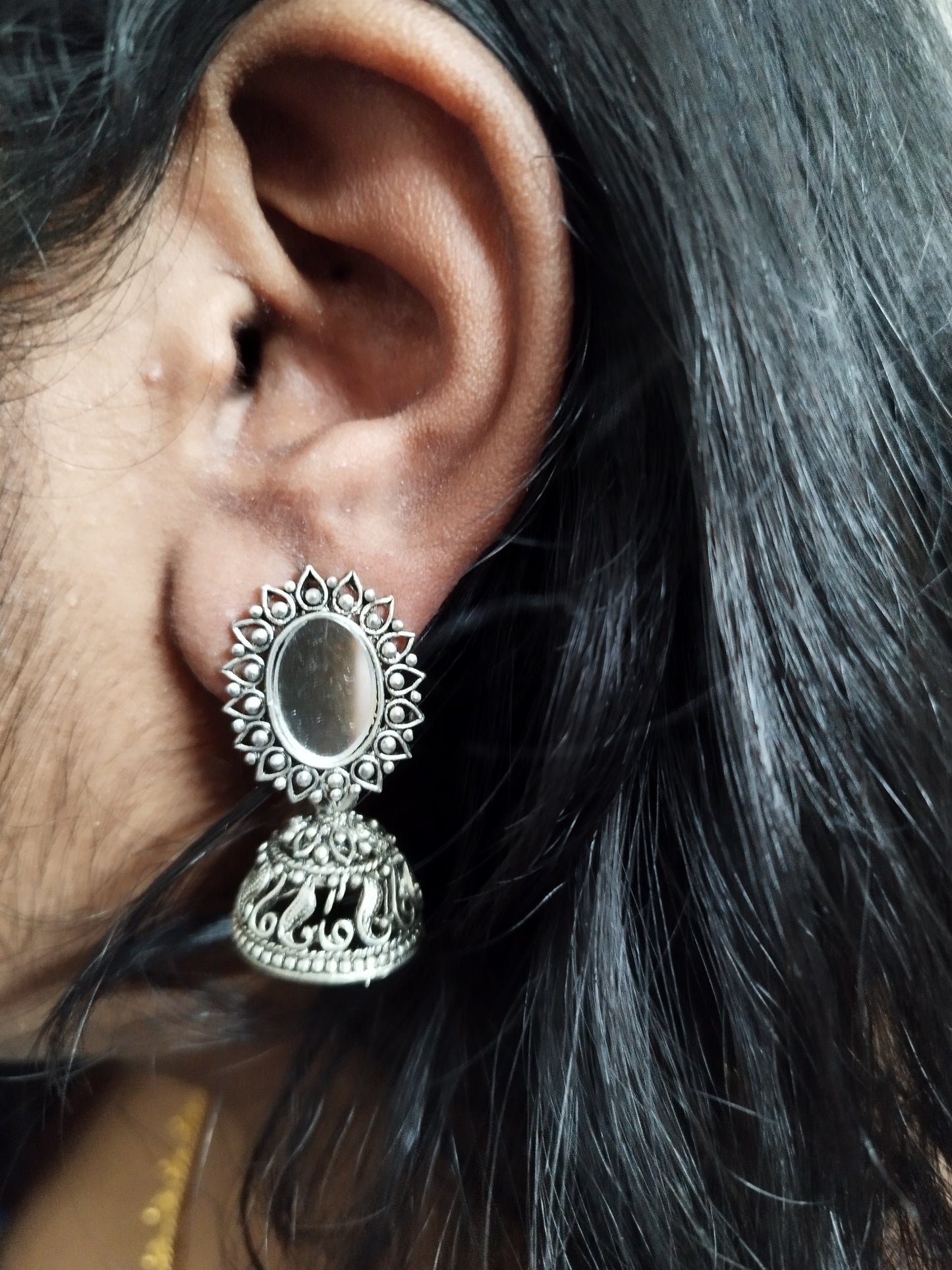 Oxidised Mirror Earrings
