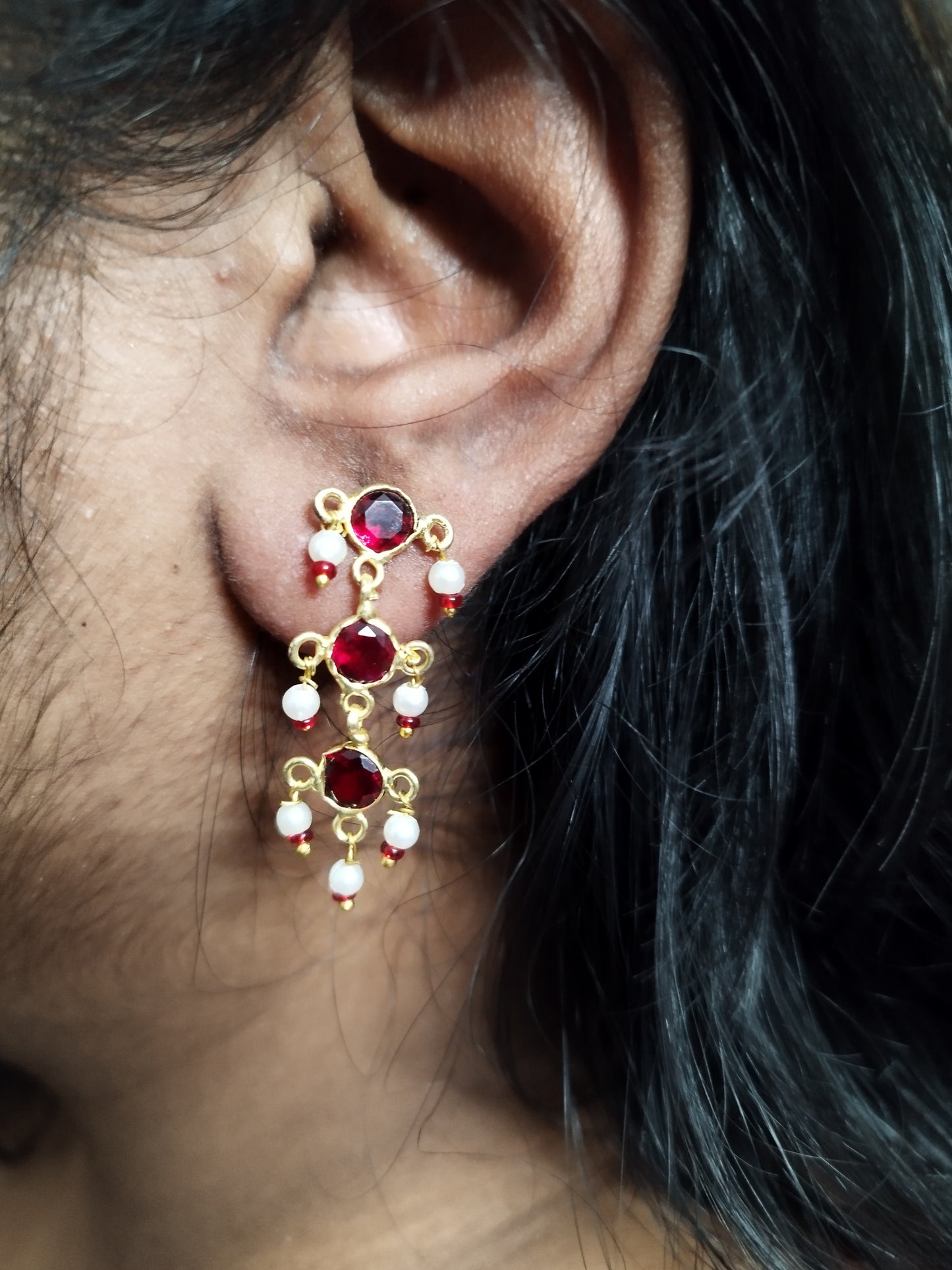 Stone Studded and Beads Earrings