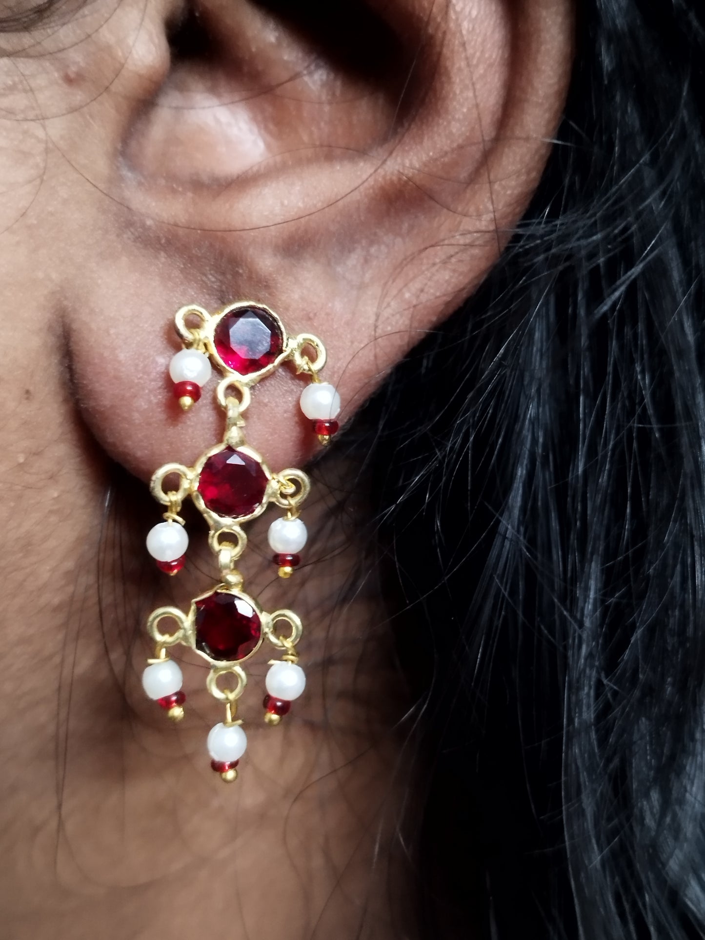 Stone Studded and Beads Earrings