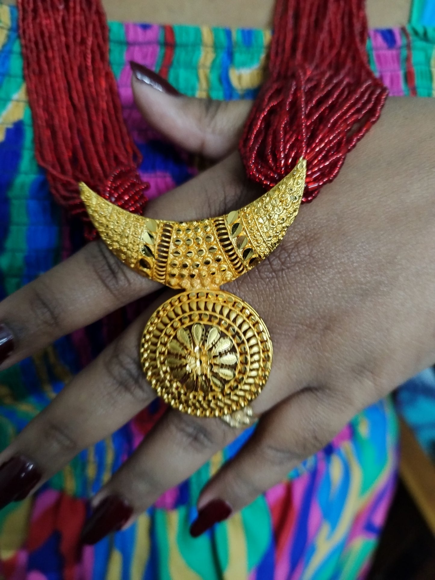 Gold Platted Beaded Long Chain