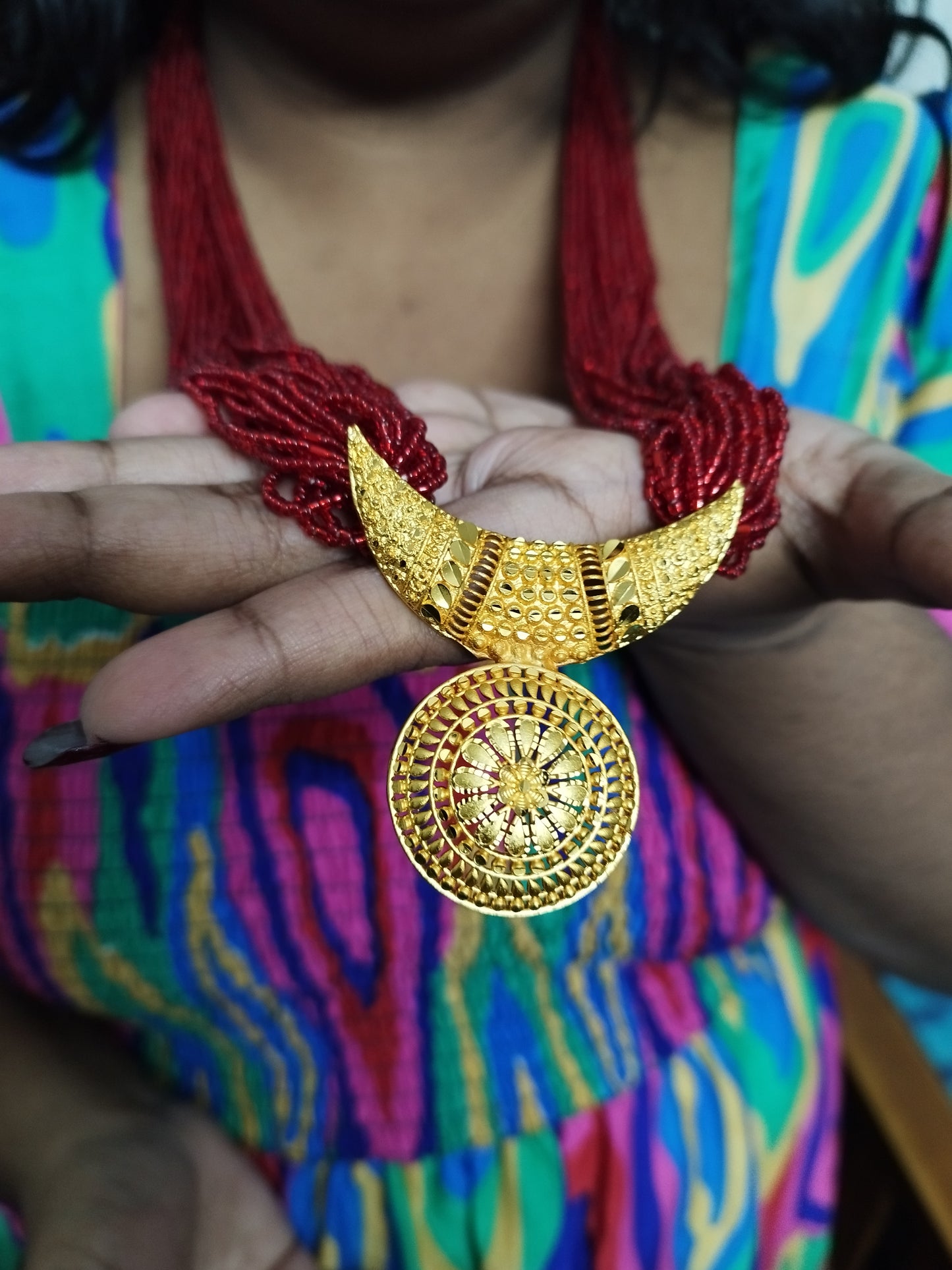 Gold Platted Beaded Long Chain