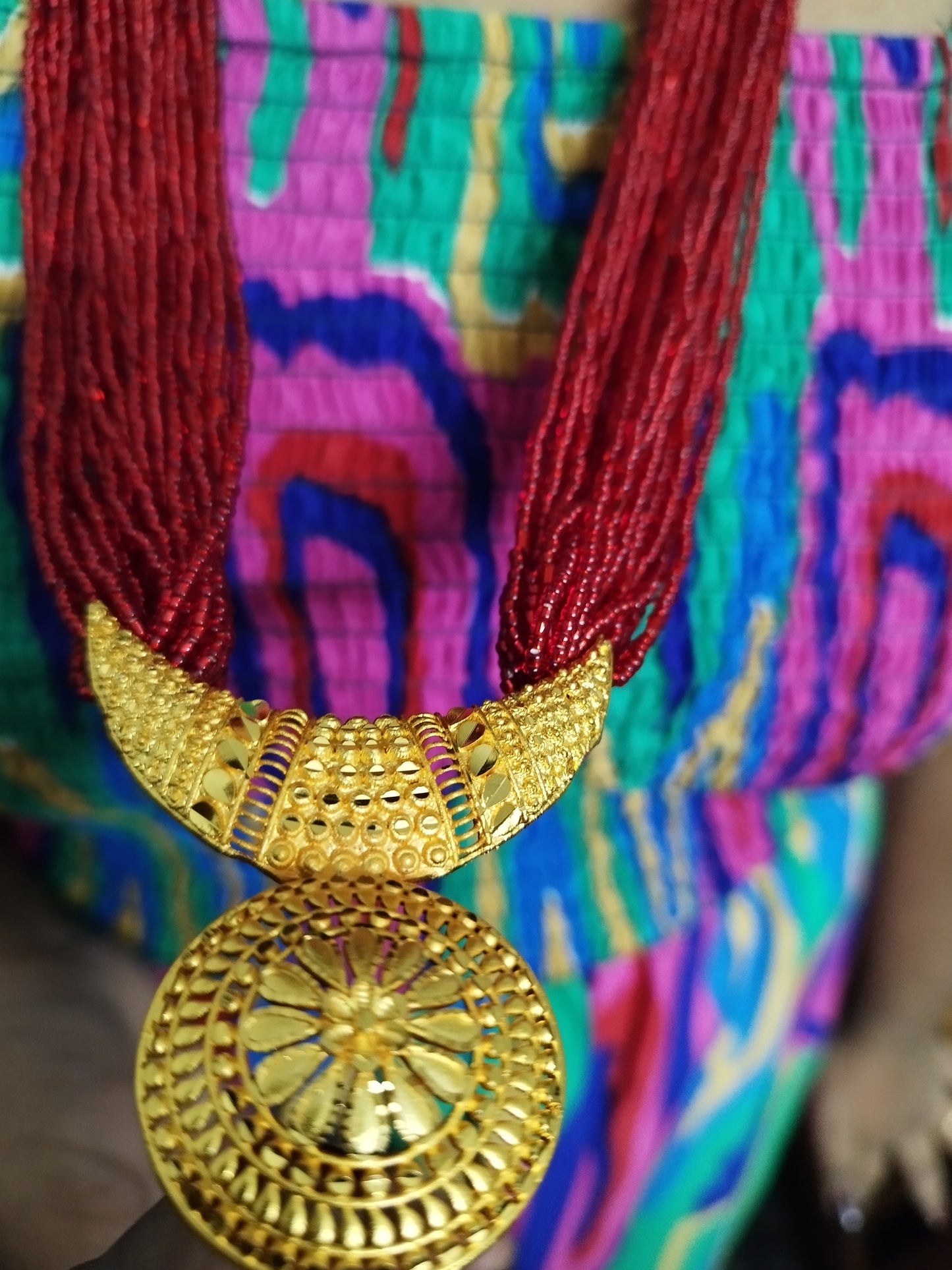 Gold Platted Beaded Long Chain