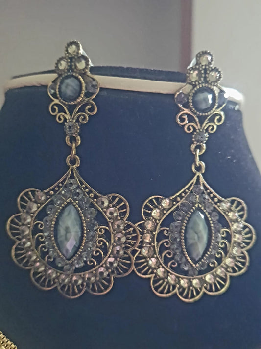 Oxidised Stone Earrings