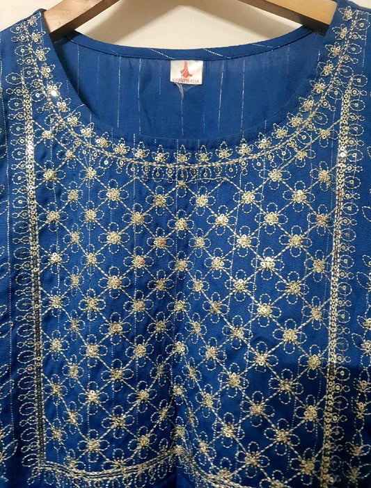 Cotton Silver Style Kurta with Tassels