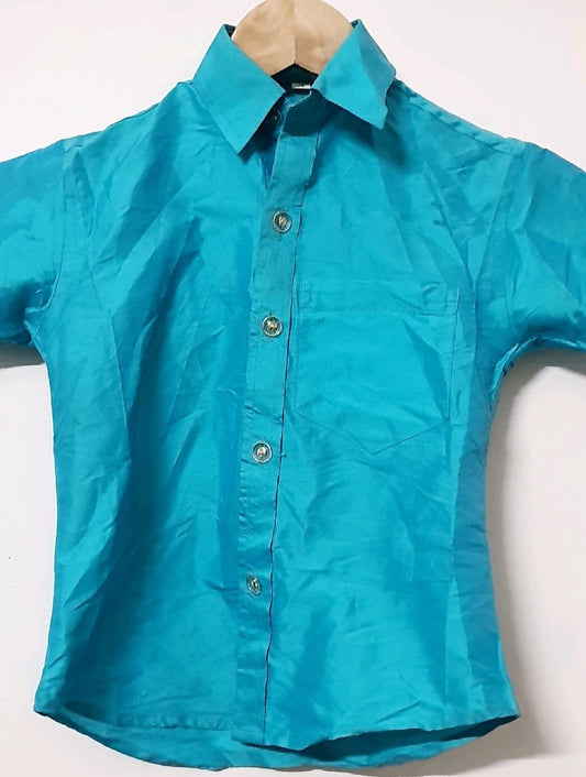 Cyan Silk Shirt for Boys of Age 4 to 6 years