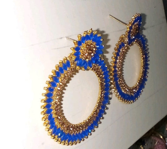 Fancy Earrings with Blue Stones