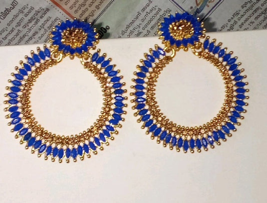 Fancy Earrings with Blue Stones