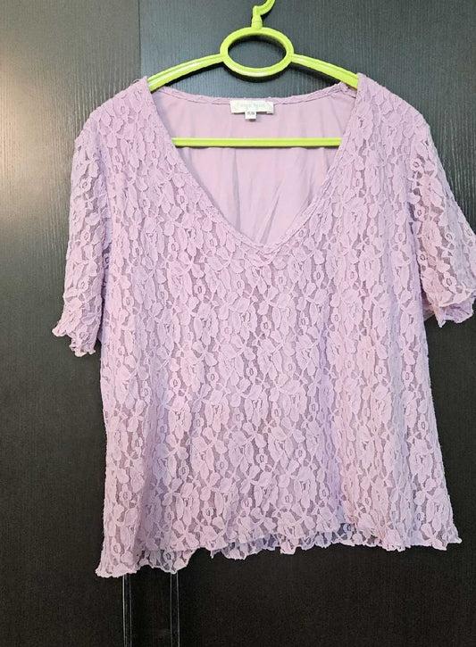 Plus Size Lavender Net Top