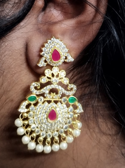 Stone Studded and Beads Earrings