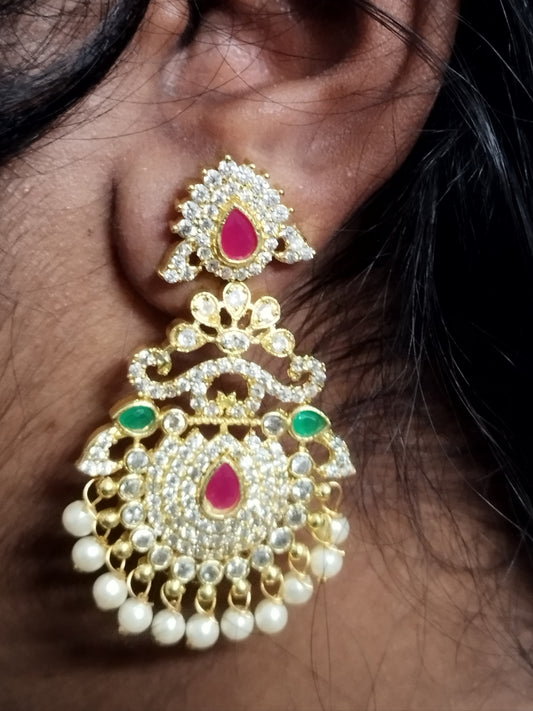 Stone Studded and Beads Earrings