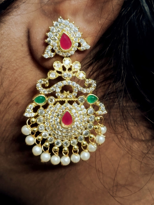 Stone Studded and Beads Earrings