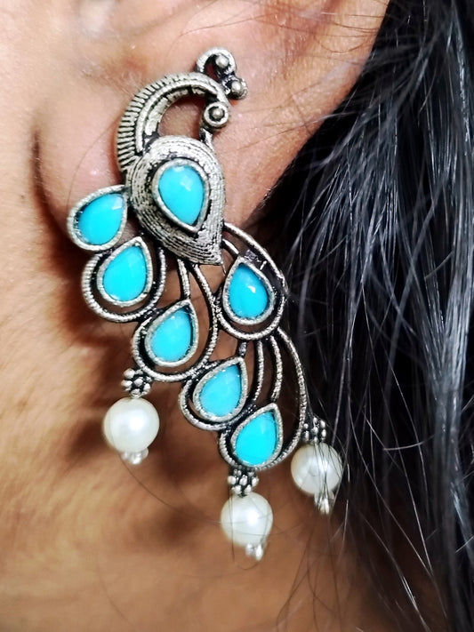 Peacock Oxidized Earrings