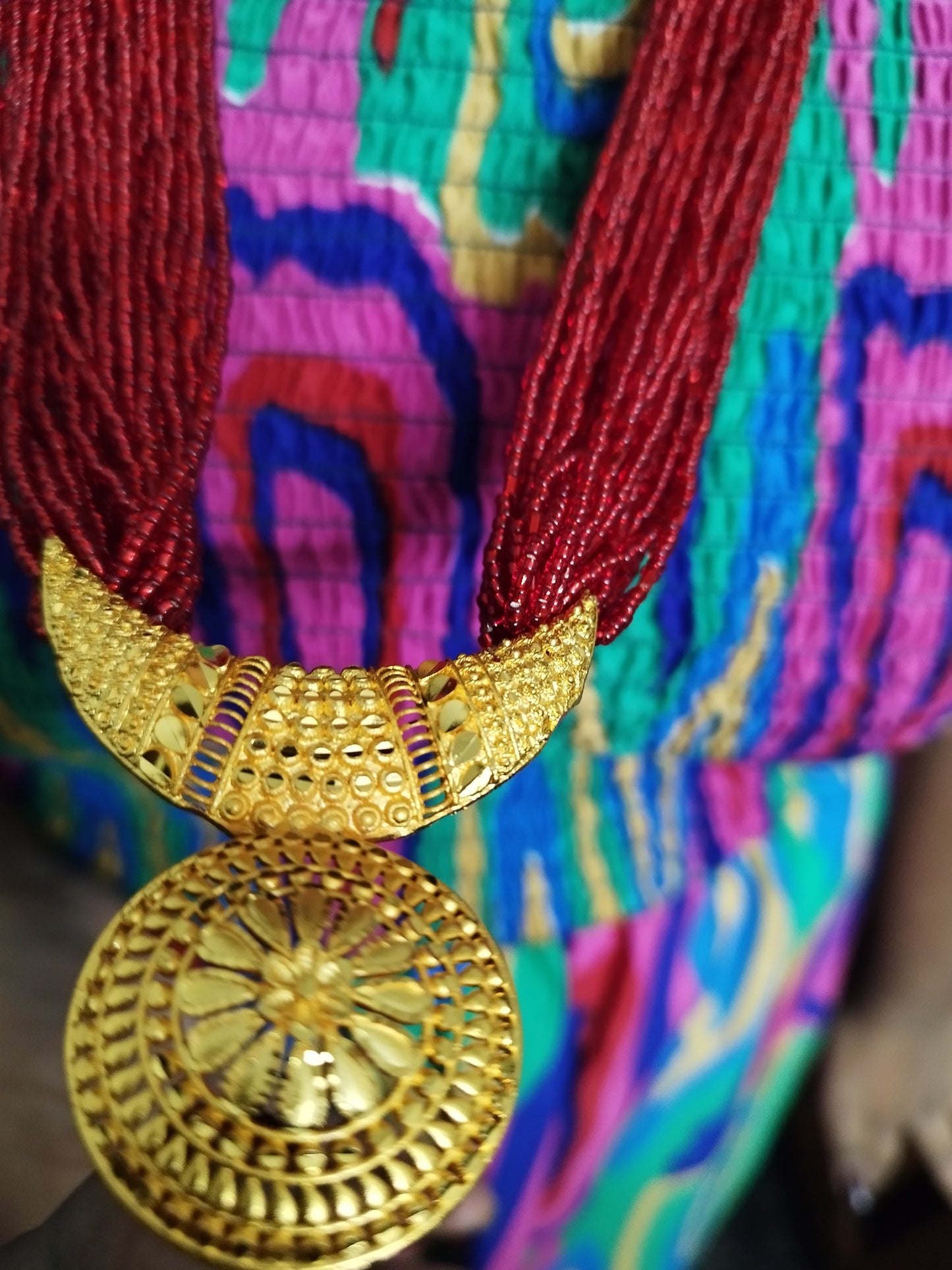 Gold Platted Beaded Long Chain