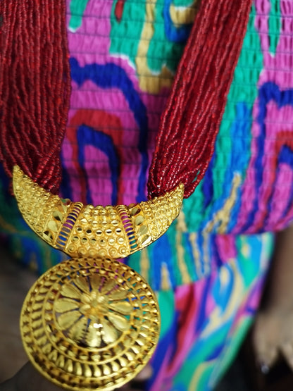 Gold Platted Beaded Long Chain
