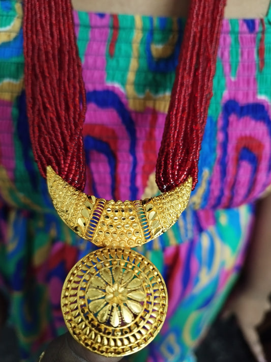 Gold Platted Beaded Long Chain