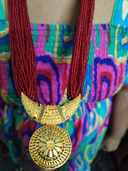 Gold Platted Beaded Long Chain